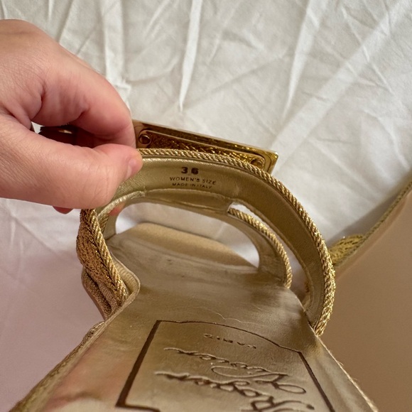 Roger Vivier Gold Sandals with Square Buckle - Picture 7 of 7